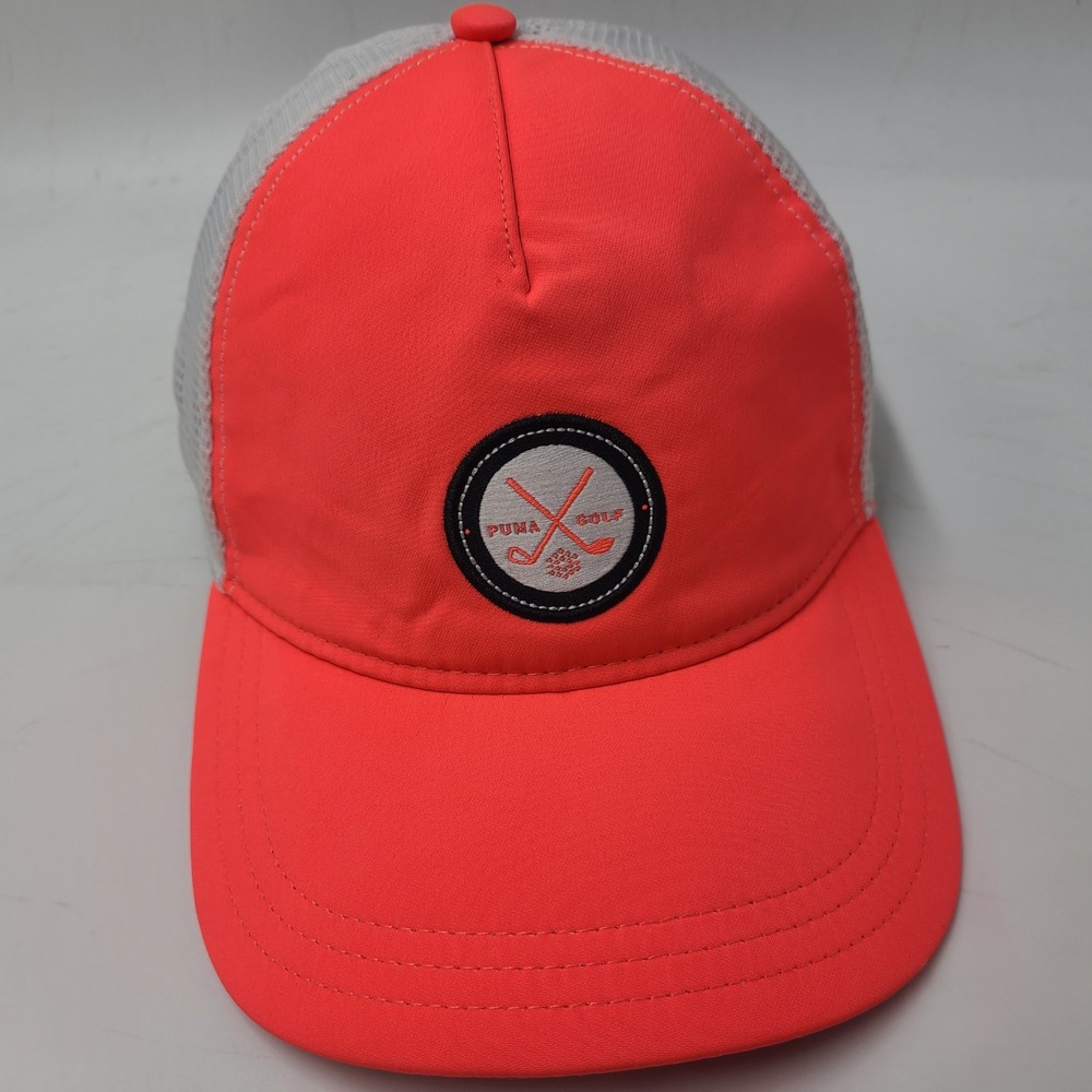 Women Puma Golf Hat Snapback Trucker Mesh Neon Pink White Logo Tennis Outdoors